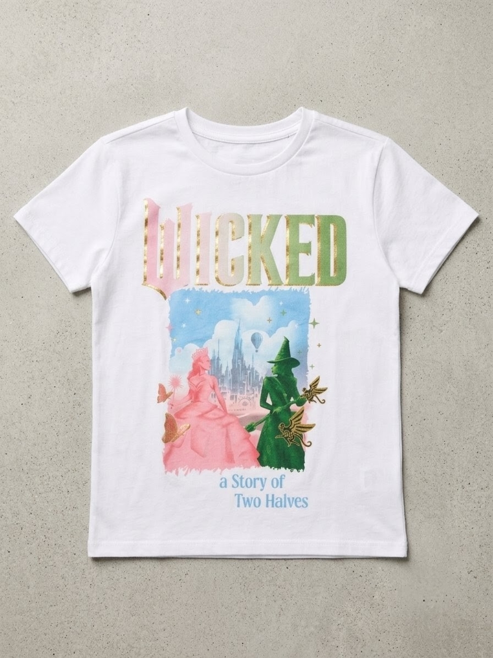 Wicked Graphic Kids Short Sleeve Tee - White with Pink & Green